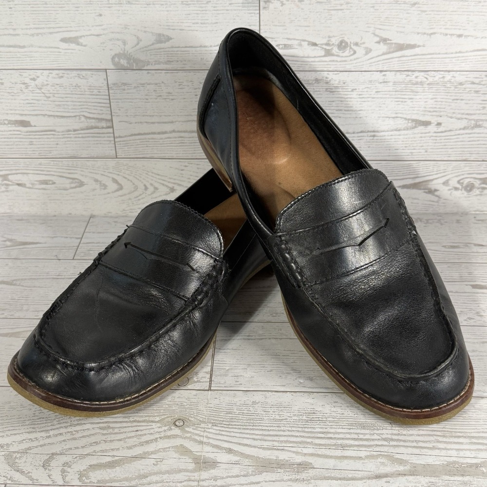 Sperry Seaport Penny Loafers Women Sz 9.5 Black STS83741 Casual Dress Shoes